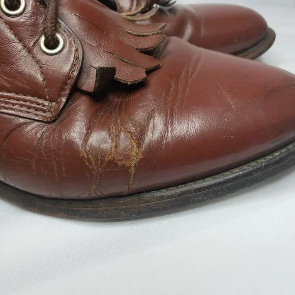 Vintage Justin Mens Sz 8 508 KILTIE ROPER Brown Leather Lace-up Boots - Picture 7 of 7